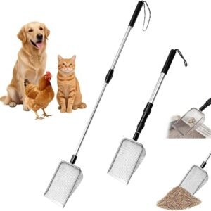 2PCS Chicken Poop Scooper, 106CM Stainless Adjustable Cat Scooper Litter