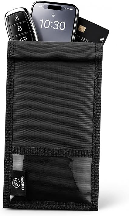 FIREDOG Faraday Pouch for Car Keys & Phones, Signal Blocking Bag RFID Blocking Case for Mobile Phones, Blocks WiFi Bluetooth GPS NFC RFID & Keyless Entry Signals, Privacy Protection Travel Pouch