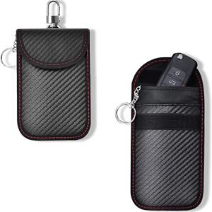 Car Key Signal Blocker Pouch Carbon Fibre RFID Key Pouch for Car Keys Signal Blocking Use