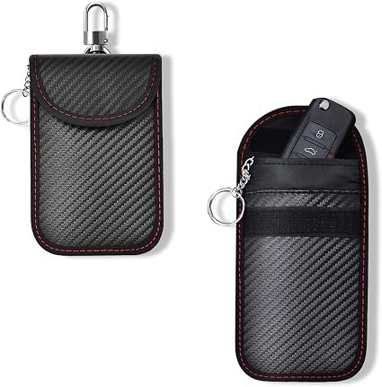 Car Key Signal Blocker Pouch Carbon Fibre RFID Key Pouch for Car Keys Signal Blocking Use