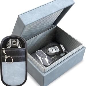 Faraday Box for Car Keys & Faraday Pouch for Car Keys ? Double-Layer Signal Blocking Keyless Car Key Signal Blocker Box and RFID Key Pouch