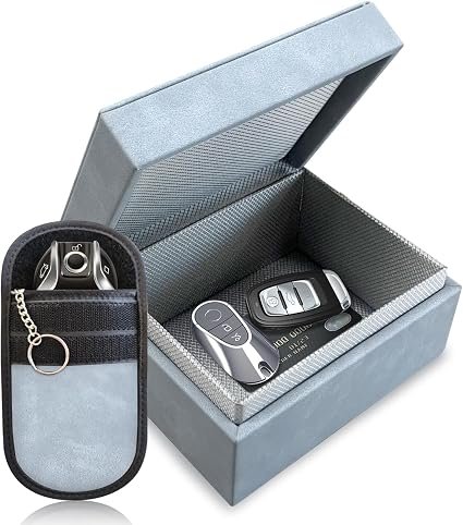 Faraday Box for Car Keys & Faraday Pouch for Car Keys ? Double-Layer Signal Blocking Keyless Car Key Signal Blocker Box and RFID Key Pouch