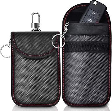 2 Pcs Pouch for Car Keys, Anti Theft Car Key Signal Blocker Pouch, RFID Blocking Cars Key Protection Bag, Keys Fob Protection Pouch with Metal Clip & Sturdy Close