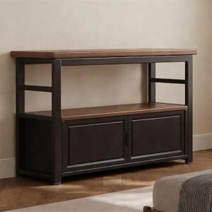 Aquarium Stand With Cabinet Doors, Solid Wood Fish Tank Stand, Generous Storage Capacity Essential,Display Piece For Living Rooms and Offices(Black,80x35x80cm)