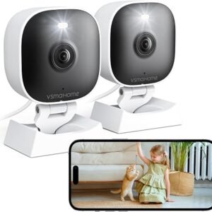 2K 3MP Security Camera 2-Pack, Cameras House Security Indoor for House/Baby/Elder/Pet, Color Night Vision, Two-Way Audio 24/7 Record, Plug&Play, Local Storage To 128GB(Not Included SD)