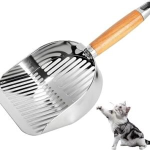 Stainless Steel Cat Litter Scoop, Sturdy Mesh Poop Scooper for Litter Tray