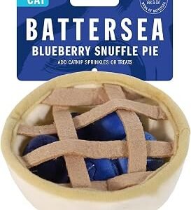 Rosewood Battersea Blueberry Snuffle Pie Cat Toy, Cat Snuffle Toy, Catnip Blueberries in Plush Pie Toy, Catnip Toy, Blue, 12.5cm