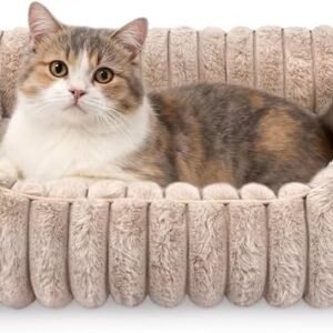 Dog Bed Rectangle, Washable Sleeping Pet Bed, Ultra Soft Puppy Sleeping Mat for Small Dogs and Cats with Anti-Slip Bottom(60cm, Camel)