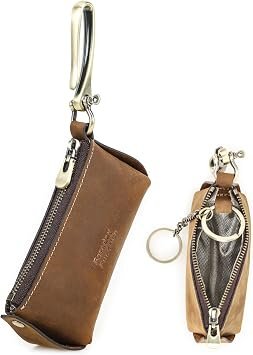 CONTACTS Key Pouch RFID Anti-Theft Keyring Keychain Case Car Key Holder Genuine Leather Mini Key Chain Wallet Purse Vintage