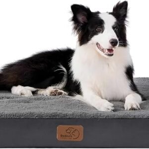 Bedsure Orthopedic Dog Bed with Washable Cover for Large Dogs, 91x69cm Grey