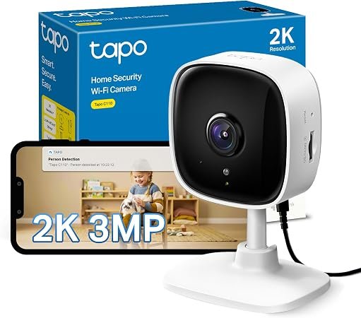 Tapo C110 2K 3MP Indoor Security Camera Pet Camera Dog Camera | AI Detection, Night Vision, Two-Way Audio, Sound & Light Alarm, Baby Camera Monitor, No...