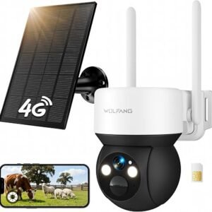 WOLFANG No WiFi Security Camera, 4G Trail Camera, Wildlife Camera | Cellular Camera with PIR, Night Vision, SIM Card, 2-Way Audio & Local/Cloud Storage...