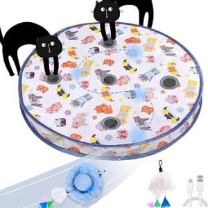 Cat Toys, Smart Interactive Random Rolling Rechargeable Ball& 5 Holes Mat