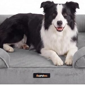 Feandrea Orthopaedic Dog Sofa Bed, XL, Raised Sides, Non-Slip Bottom
