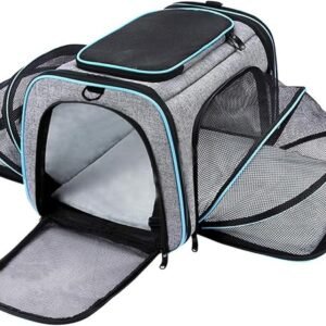 MIZAZBOX Expandable Pet Carrier, Airline Approved Pet Carrier, Pet Backpack Carrier for Dog, Cat, Puppy, Kittens Travel Friendly with comfortable fleece bed