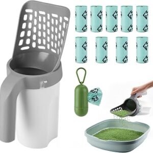 MYPIN Cat Litter Scoop with Holder & 135 Pcs Bags, Upgraded Large Capacity