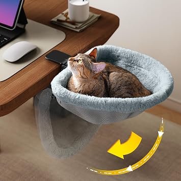 JUNSPOW Cat Desk Bed Suitable for Various Desktops-Maximum Hold Up to 40lb