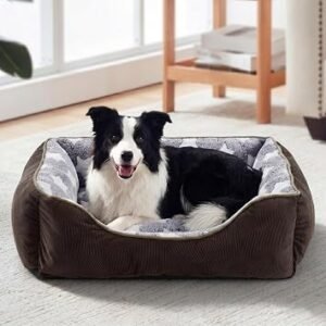 MIXJOY Dog Bed Extra Large - Washable Cosy Pet Bed, 89 x 64 x 23 cm Brown
