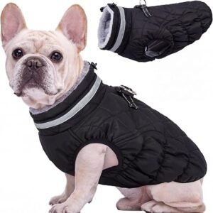 Kuoser Warm Dog Jacket with Harness Reflective Windproof Dogs Coat, S | Waterproof Dog Coat with zip up, reflective strips, adjustable drawstring,...