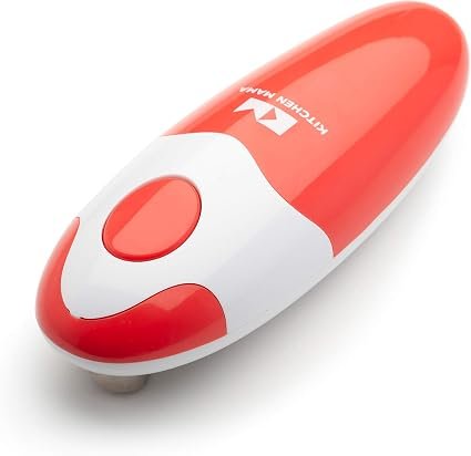 Kitchen Mama Auto Electric Can Opener : Open Your Cans with A Simple Press of Button - Automatic, Hands Free, Smooth Edge, Food-Safe, Battery Operated, YES You CAN (Red)