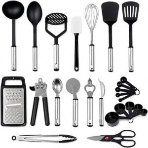 EPISENT Kitchen Utensils Set 25 Piece Cooking Utensil Set with Holder