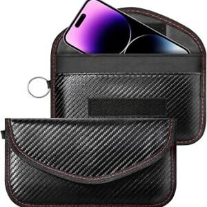 2 Pack Faraday Pouch, RFID Signal Blocking Pouch for Car Keys & Phone, Anti-Theft Faraday Bag for Key Fob, GPS, WiFi & NFC Blocking