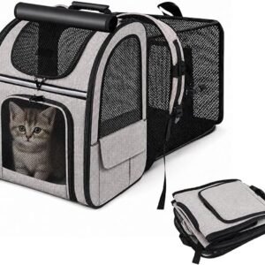 Expandable Cat Backpack Carrier Mesh Rucksack for Cats Small Dogs Up To 7kg | 4-Side Vent Mesh, Escape-Proof Lock Zips & Safety Hook, Expandable Extra...