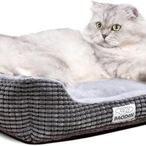 Baodan Small Dog Bed, Washable Pet Bed, Soft Anti-Anxiety 50x40cm Grey
