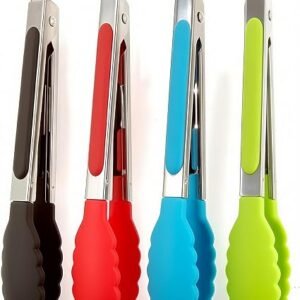 ZHIYE Kitchen Tongs, Set of 4, 7? Non-Slip Stainless Steel Tongs with Locking Clip for Cooking, BBQ, Serving, Heat Resistant, Food Grade