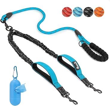 Eyein Double Dog Lead No Tangle, 360? Swivel Heavy Duty Reflective Leash
