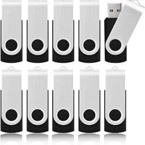 8 GB USB Stick 10Pack, KOOTION Bulk USB Flash Drive Swivel 8 GB Memory Stick Pen Drive Thumb Drive Jump Drive Computer Data Storage (10Pack Black)