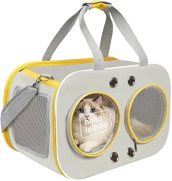 Large Cat Carrier up to 9 kg, Soft-Sided Foldable Pet Travel Bag | Side Opening, Breathable Mesh, Safety tether, Secure Zips, Shoulder Strap and Washable...
