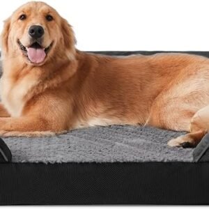JOEJOY Extra Large Dog Bed - Washable Orthopedic Dog Beds, Waterproof Removable Cover, Anti-Slip Bottom, Anti-Anxiety Pet Bed, Machine Washable, 107x81x17 cm, Black