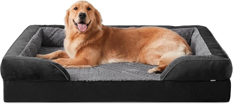 JOEJOY Extra Large Dog Bed - Washable Orthopedic Dog Beds, Waterproof Removable Cover, Anti-Slip Bottom, Anti-Anxiety Pet Bed, Machine Washable, 107x81x17 cm, Black
