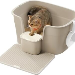 Feandrea Cat Litter Box, Extra Large, with Hide Sides, Scoop