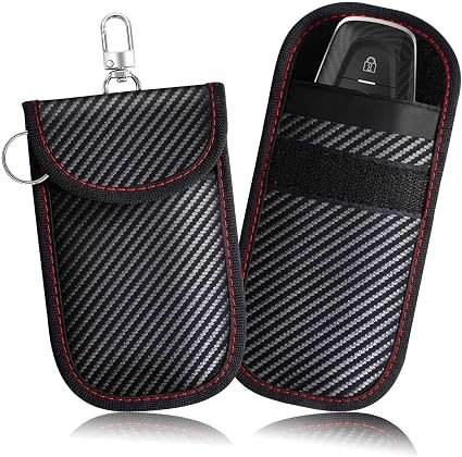 2 Pack Faraday Bags for Key Fob, Faraday Pouch Car Keys RFID Signal Blocking Holder Small, Keyless Entry Blocker Protector, Anti-Theft Security Cage Shielding Case, Carbon Fiber
