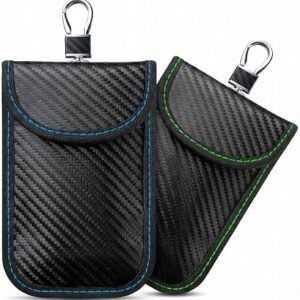 2 Pcs Faraday Pouch for Car Keys, Anti Theft Signal Blocker Pouch(19.5x9cm) | RFID Key Fob Protector Bag for Cars Security, Carbon Fibre Signal Blocker for...