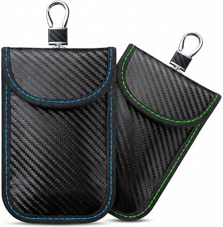 2 Pcs Faraday Pouch for Car Keys, Anti Theft Signal Blocker Pouch(19.5x9cm) | RFID Key Fob Protector Bag for Cars Security, Carbon Fibre Signal Blocker for...