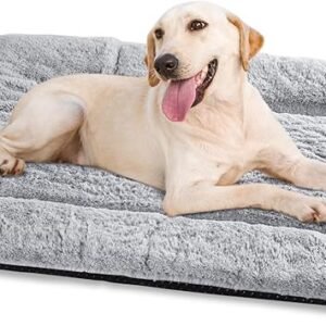 Baodan Washable Dog Bed, Plush Pet Mat Cushion 90x60cm Grey