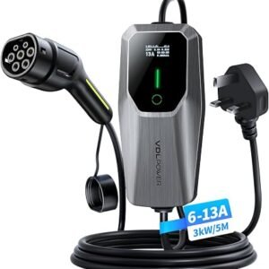 VDLPOWEREU EV Charger 3 Pin Plug, 3kW Electric Car Charger Type 2 | IP65 Waterproof Car Charging Cable, Advanced Protection, Plug & Play, Electric Car...