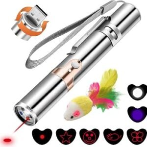 Cat Toys for Indoor Cats Kittens,7 in 1 Function,Rechargeable Interactive Cat Toy Wand with a Free Toy Mouse