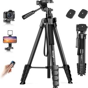 Lamicall 67inch Camera Tripod, [Rapid Leg Deployment] Camera Stand | 170cm Travel Tripod Camera, 3-Way Head 8kg Max Load, with Phone Holder & Carry Bag, for DSLR, GoPro, Pocket 3/4, iPhone 18/17