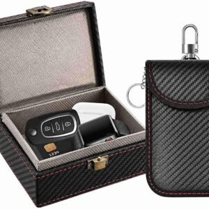 Faraday Box for Car Keys RFID Signal Blocker Box Faraday Blocking Pouch | 11.5x9x6.2CM Anti-Theft Key Fob Protector 4 Keys Capacity Universal Car Key Safe...