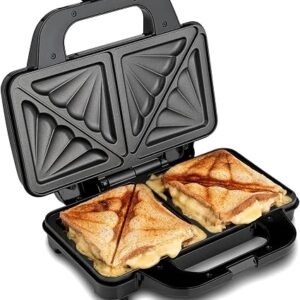 Global Gourmet by Sensio Home 4 Slice Sandwich Toaster Black - Premium Deep Fill Toastie Maker, 900W Sandwich Maker Electric Grill Press - Non Stick Hot Plates for Toasted Bread & Panini
