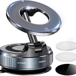 MSXTTLY for MagSafe Car Mount,Vacuum Magnetic Phone Holder for Cars,Vmag-S1 | [56KG Vacuum Suction + 3800gf Magnetic Force] 360° Dual-Axis Design for...