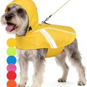 VIVAGLORY Dog Raincoat Wetoff Rain Coat For Dog, M, Yellow | Raincoat with Hood & Harness Hole, Waterproof & Lightweight for Puppy Doggy Pet