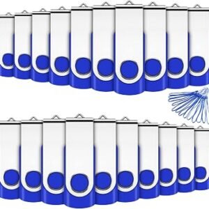 2GB USB Memory Stick 20 Pack Bulk USB2.0 Sticks Pen Drive Flash Drives (Blue wiht Lanyard)
