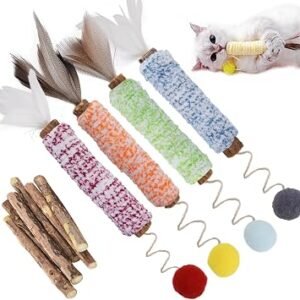 Silvervine Chew Sticks, Kitten Teething Toys for Indoor Cat Chew Toy Natural Matatabi Catnip Sticks Cat Teeth Cleaning and Stress Release