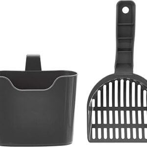 Amazon Basics Cat Litter Scoop with Holder, Grey, 1 Count