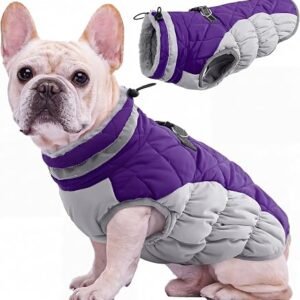 Kuoser Dog Coat Waterproof Warm Dogs Jacket Winter Coat with Harness, 3XL | Waterproof Dog Coat Jacket with Fleece Lining, Dog Vest Clothes with back zip,...